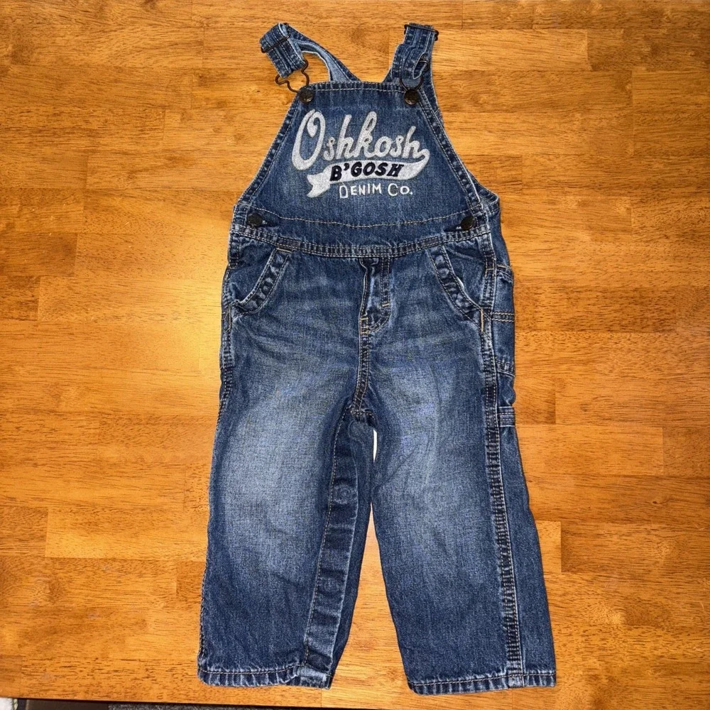 Vintage OshKosh BGosh Overalls Blue‎ Denim Toddler Kids Size 18 Months Vestbak